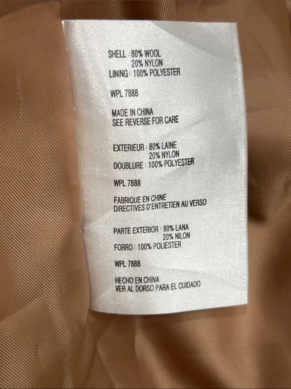 Michael Kors Camel Double-Breasted Peacoat Wool Size 14